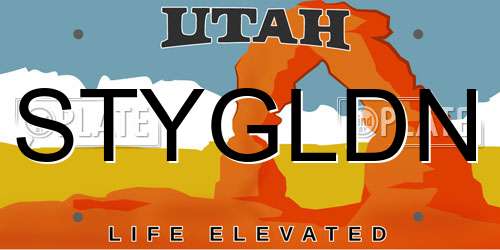STYGLDN Utah License Plate