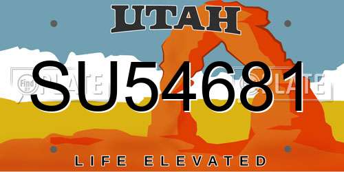 SU54681 Utah License Plate