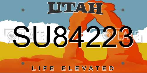 SU84223 Utah License Plate