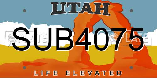 SUB4075 Utah License Plate