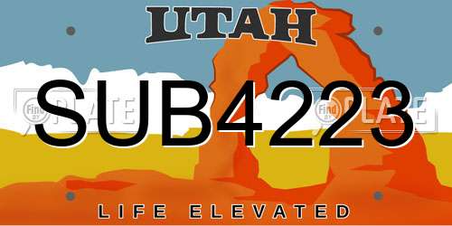 SUB4223 Utah License Plate