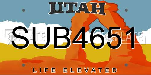 SUB4651 Utah License Plate