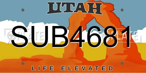 SUB4681 Utah License Plate