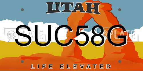 SUC58G Utah License Plate