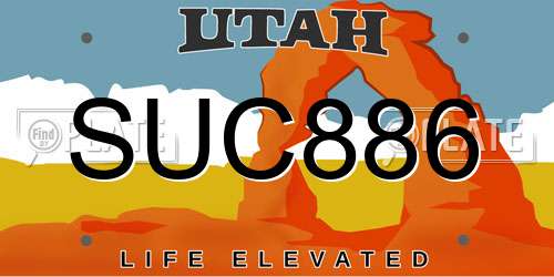 SUC886 Utah License Plate