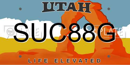 SUC88G Utah License Plate