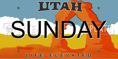 SUNDAY Utah License Plate