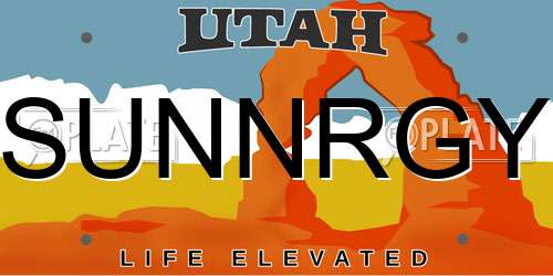 SUNNRGY Utah License Plate