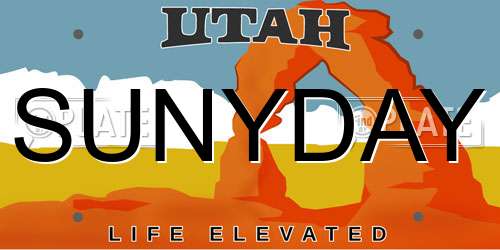 SUNYDAY Utah License Plate
