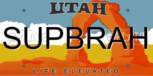 SUPBRAH Utah License Plate