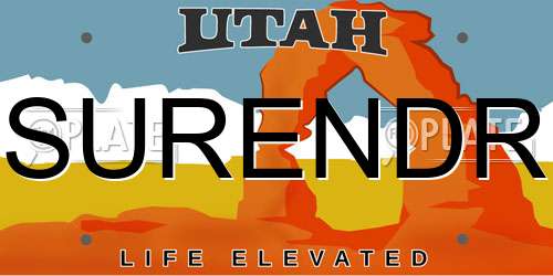SURENDR Utah License Plate