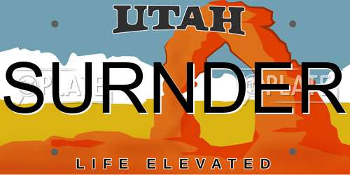 SURNDER Utah License Plate