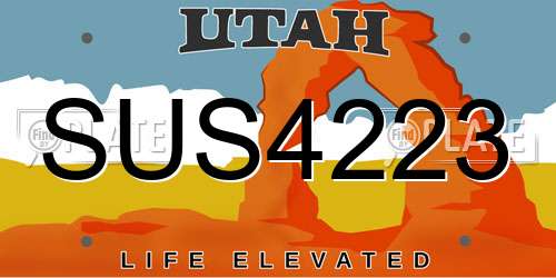 SUS4223 Utah License Plate