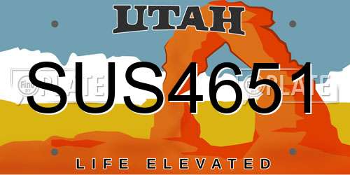 SUS4651 Utah License Plate