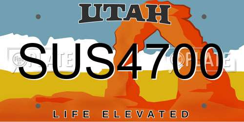 SUS4700 Utah License Plate