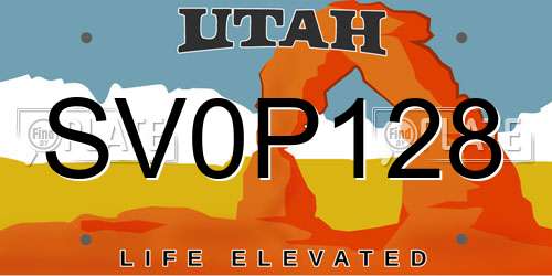 SV0P128 Utah License Plate