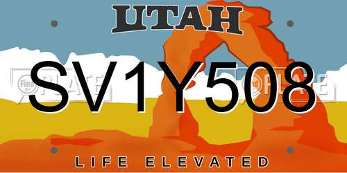 SV1Y508 Utah License Plate