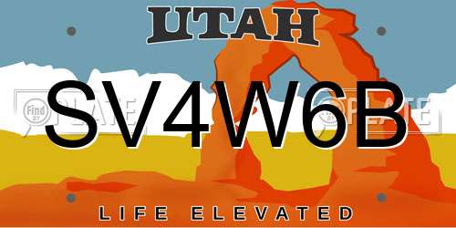 SV4W6B Utah License Plate