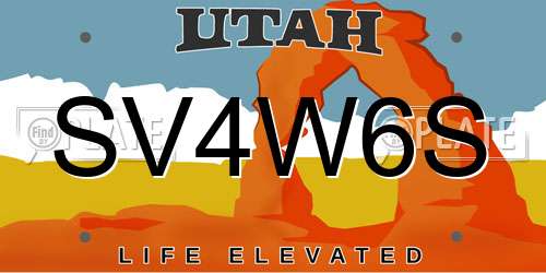 SV4W6S Utah License Plate