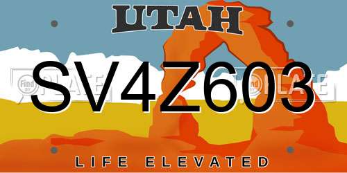 SV4Z603 Utah License Plate