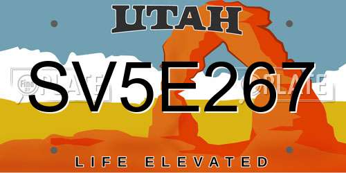 SV5E267 Utah License Plate