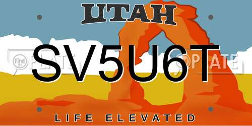 SV5U6T Utah License Plate