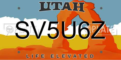 SV5U6Z Utah License Plate