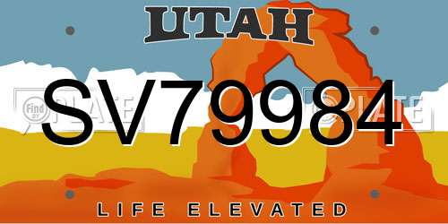 SV79984 Utah License Plate