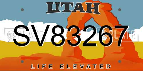 SV83267 Utah License Plate