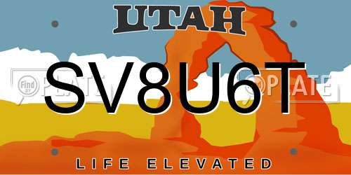 SV8U6T Utah License Plate