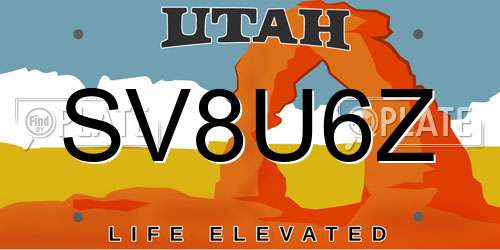 SV8U6Z Utah License Plate