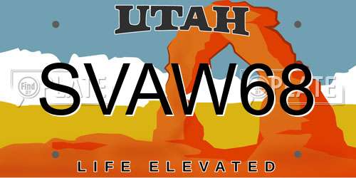 SVAW68 Utah License Plate