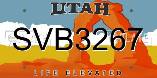 SVB3267 Utah License Plate
