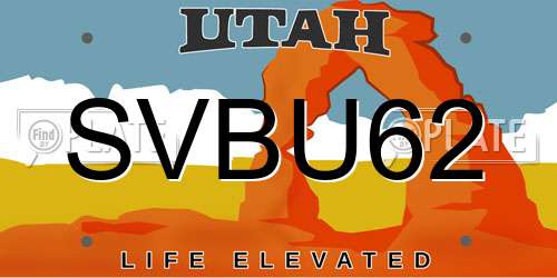 SVBU62 Utah License Plate