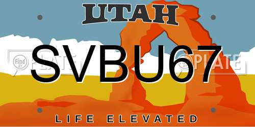 SVBU67 Utah License Plate