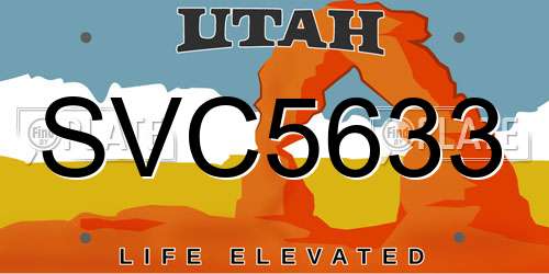 SVC5633 Utah License Plate