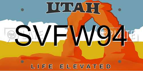 SVFW94 Utah License Plate