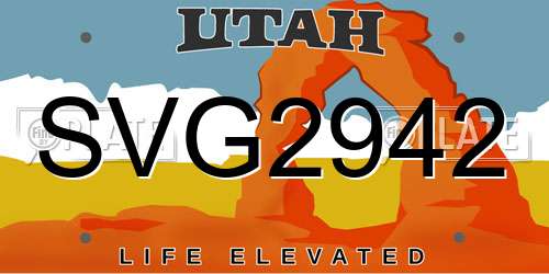 SVG2942 Utah License Plate