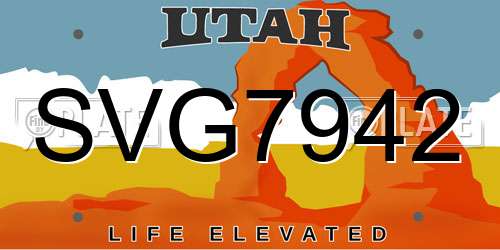 SVG7942 Utah License Plate