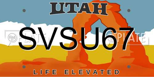 SVSU67 Utah License Plate