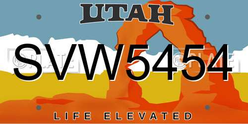 SVW5454 Utah License Plate