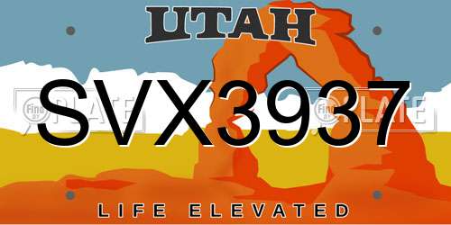 SVX3937 Utah License Plate
