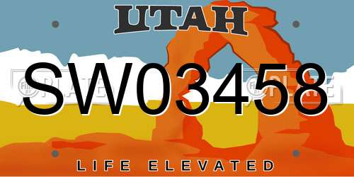 SW03458 Utah License Plate