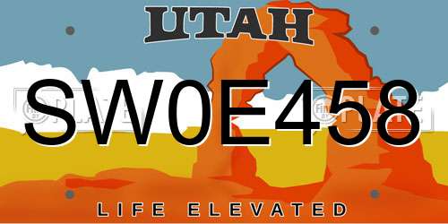 SW0E458 Utah License Plate