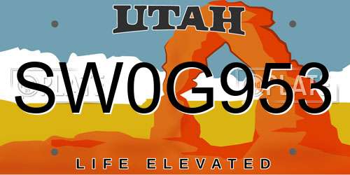 SW0G953 Utah License Plate