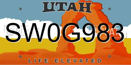 SW0G983 Utah License Plate