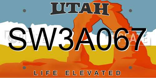 SW3A067 Utah License Plate