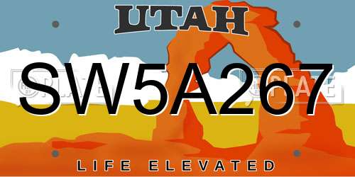 SW5A267 Utah License Plate