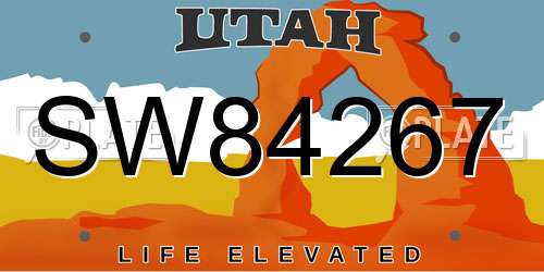 SW84267 Utah License Plate