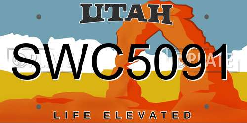 SWC5091 Utah License Plate